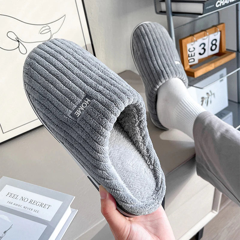 Warm Plush Cotton House Slippers – Non-Slip Winter Indoor Shoes (Unisex)