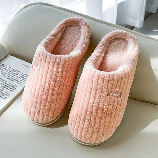 Warm Plush Cotton House Slippers – Non-Slip Winter Indoor Shoes (Unisex)