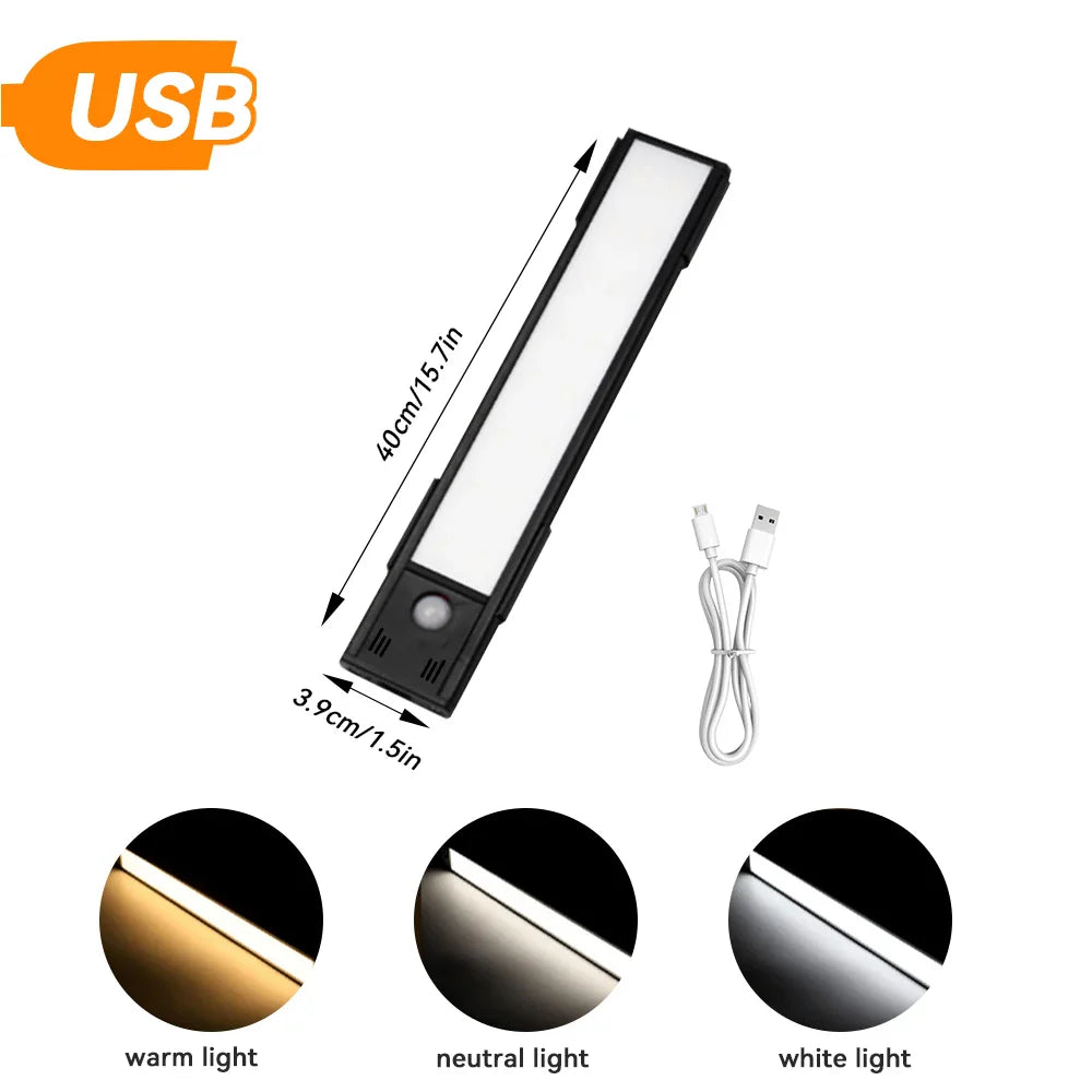 LED Motion Sensor Night Light – USB Rechargeable Under Cabinet Light for Kitchen, Bedroom & Wardrobe, Indoor Sensor Lighting