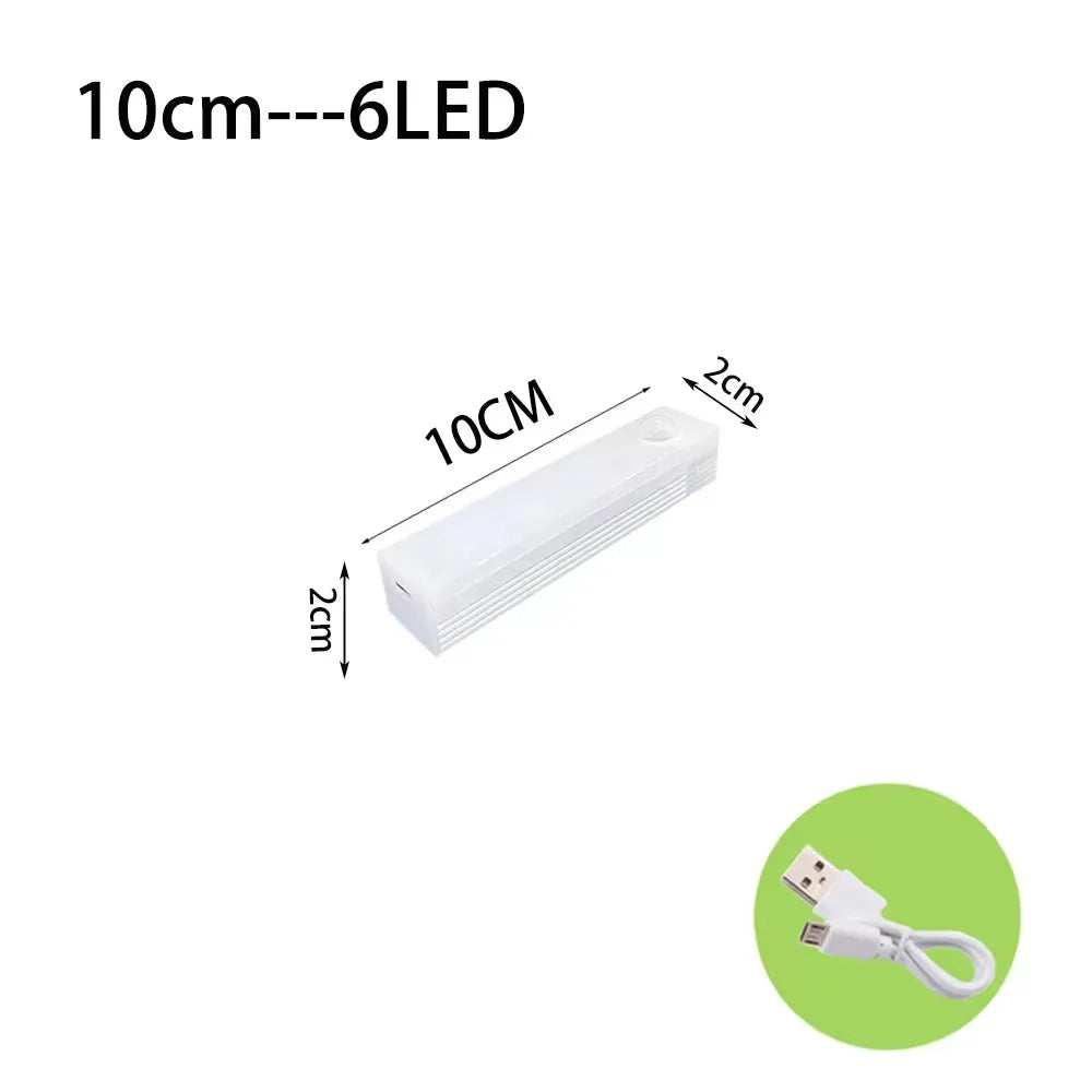 LED Motion Sensor Night Light – USB Rechargeable Under Cabinet Light for Kitchen, Bedroom & Wardrobe, Indoor Sensor Lighting