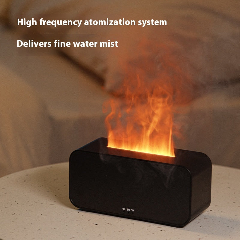 Flame Effect Aroma Diffuser – USB Powered Aromatherapy Humidifier & LED Fireplace Design