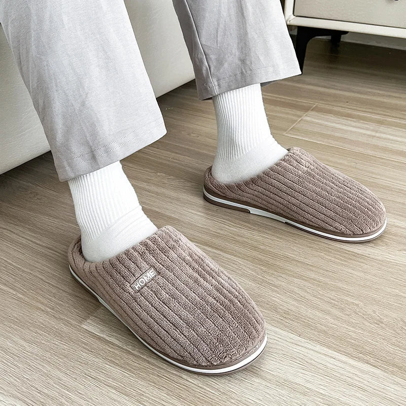 Warm Plush Cotton House Slippers – Non-Slip Winter Indoor Shoes (Unisex)