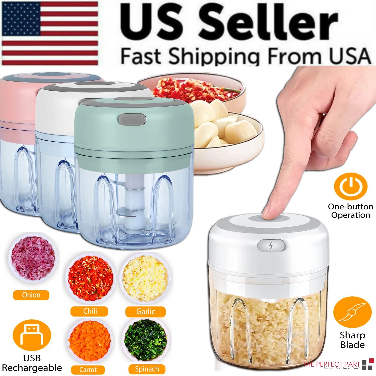 Electric Mini Food Chopper (300ML) – Garlic, Onion, Chili & Meat Mincer Blender