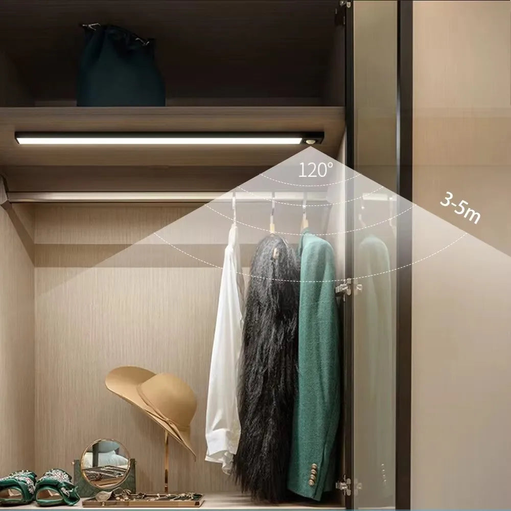 LED Motion Sensor Night Light – USB Rechargeable Under Cabinet Light for Kitchen, Bedroom & Wardrobe, Indoor Sensor Lighting