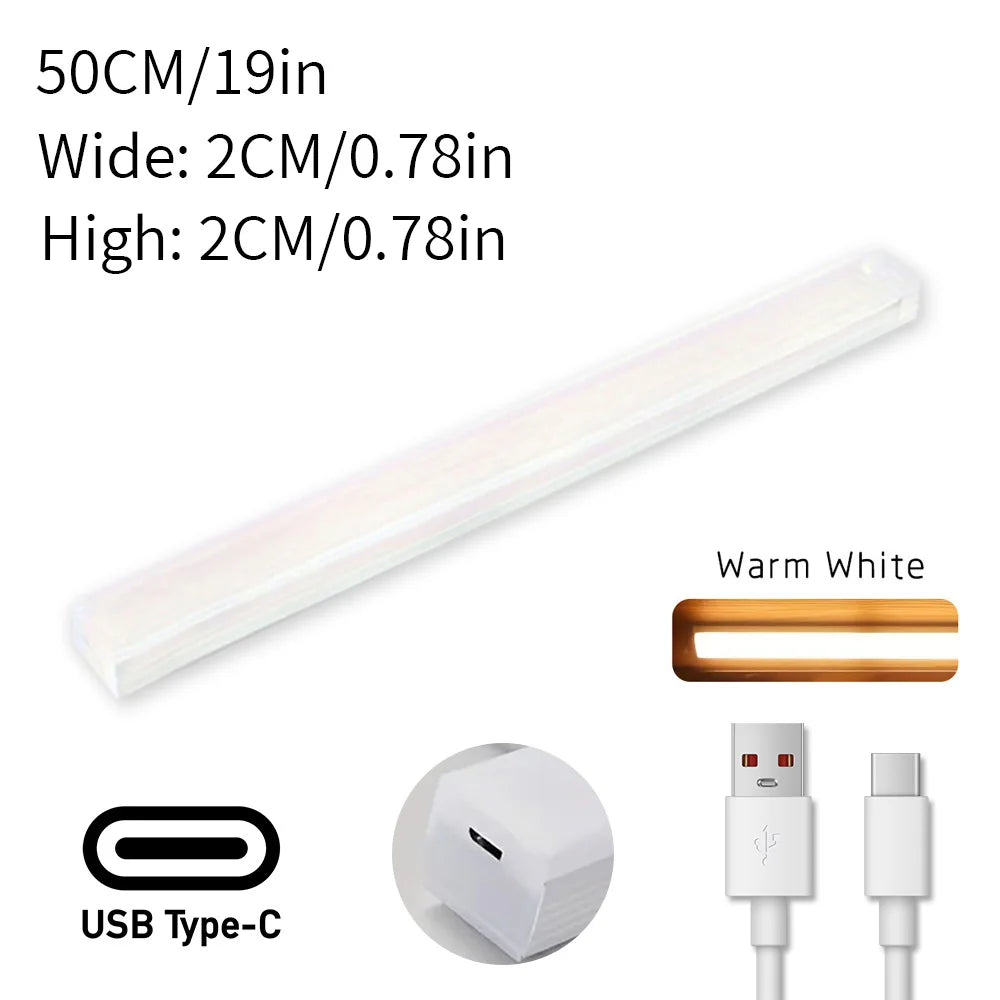 LED Motion Sensor Night Light – USB Rechargeable Under Cabinet Light for Kitchen, Bedroom & Wardrobe, Indoor Sensor Lighting
