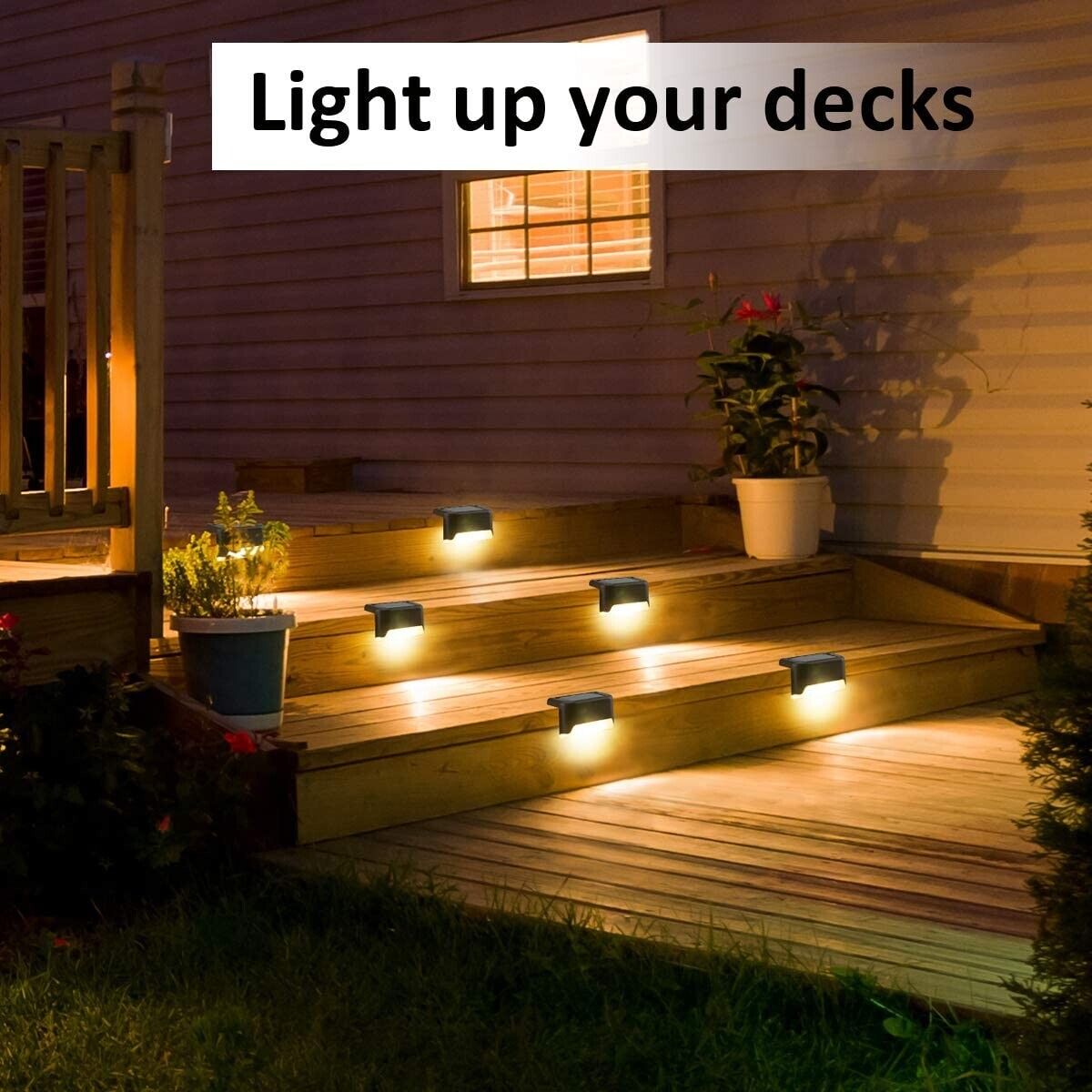8-Pack Solar Deck Lights – Waterproof Outdoor LED Step & Fence Lamps