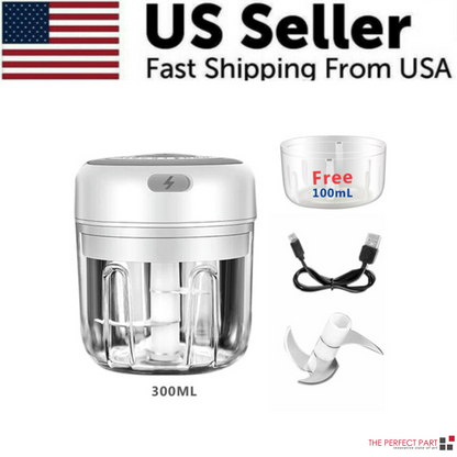 Electric Mini Food Chopper (300ML) – Garlic, Onion, Chili & Meat Mincer Blender