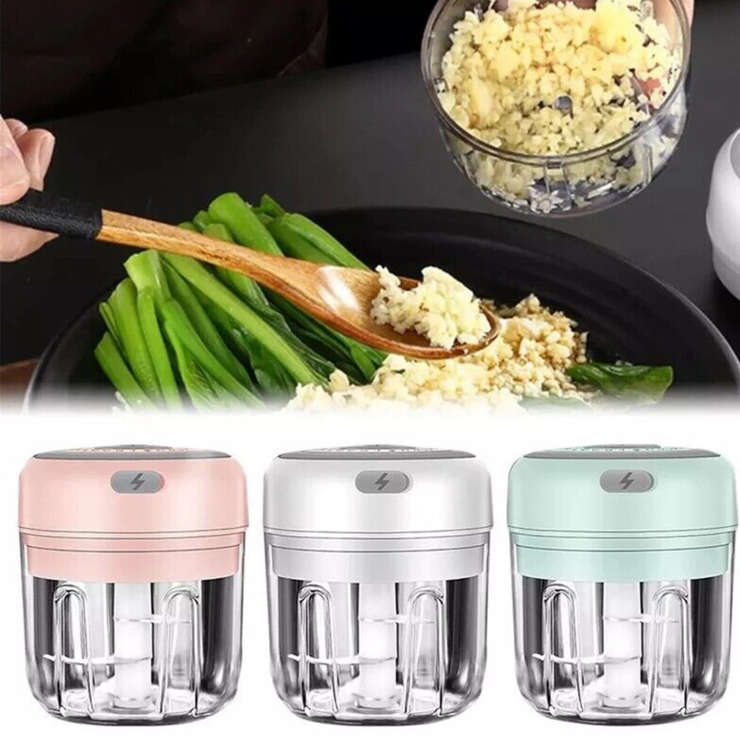 Electric Mini Food Chopper (300ML) – Garlic, Onion, Chili & Meat Mincer Blender