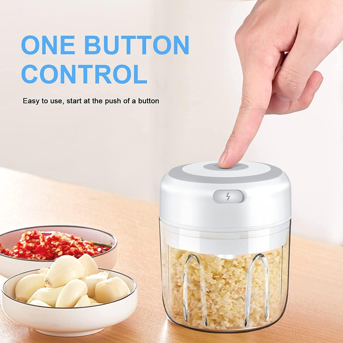 Electric Mini Food Chopper (300ML) – Garlic, Onion, Chili & Meat Mincer Blender