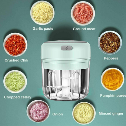 Electric Mini Food Chopper (300ML) – Garlic, Onion, Chili & Meat Mincer Blender