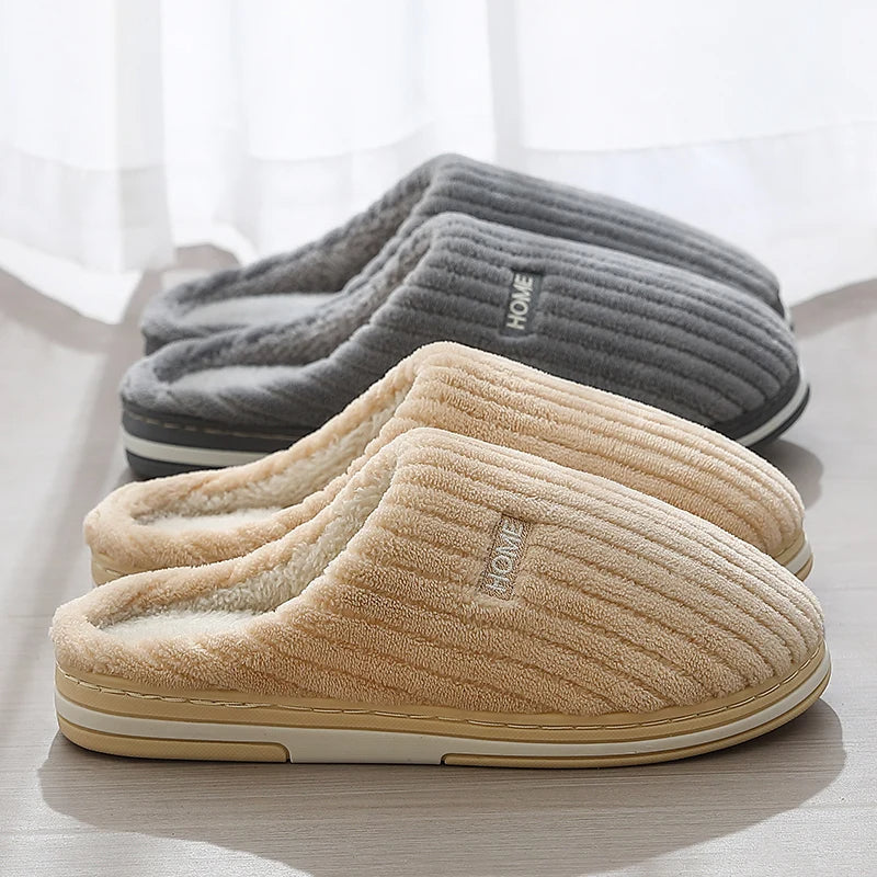 Warm Plush Cotton House Slippers – Non-Slip Winter Indoor Shoes (Unisex)