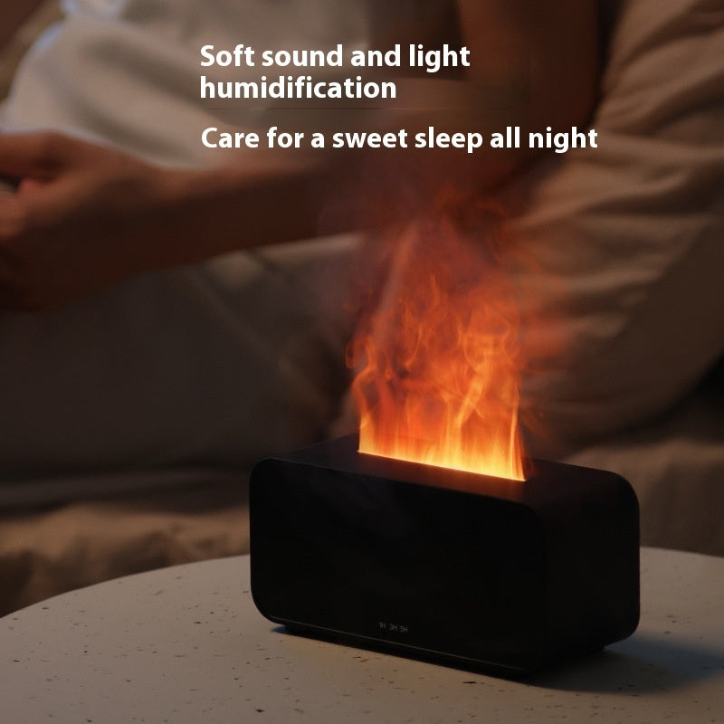 Flame Effect Aroma Diffuser – USB Powered Aromatherapy Humidifier & LED Fireplace Design