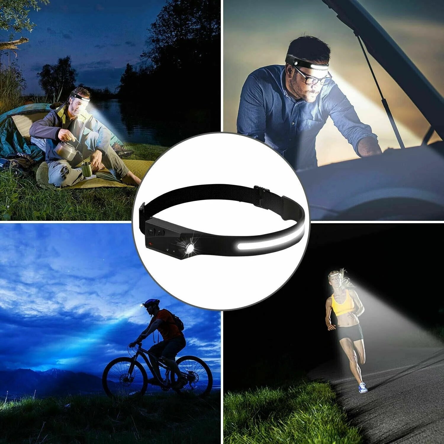 USB-Rechargeable COB LED Work Headlamp – Hands-Free Wide-Beam Safety Light