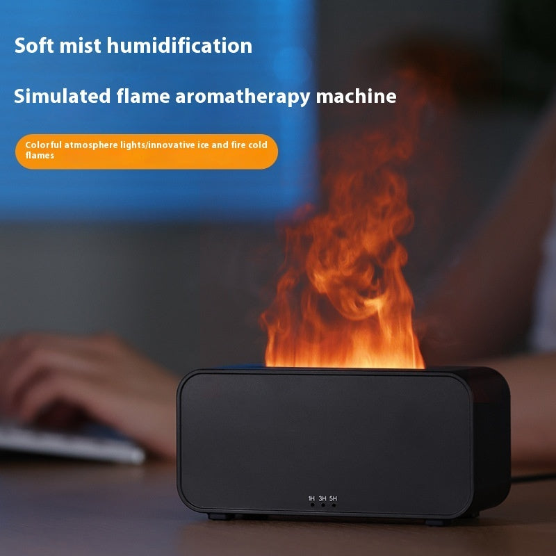 Flame Effect Aroma Diffuser – USB Powered Aromatherapy Humidifier & LED Fireplace Design