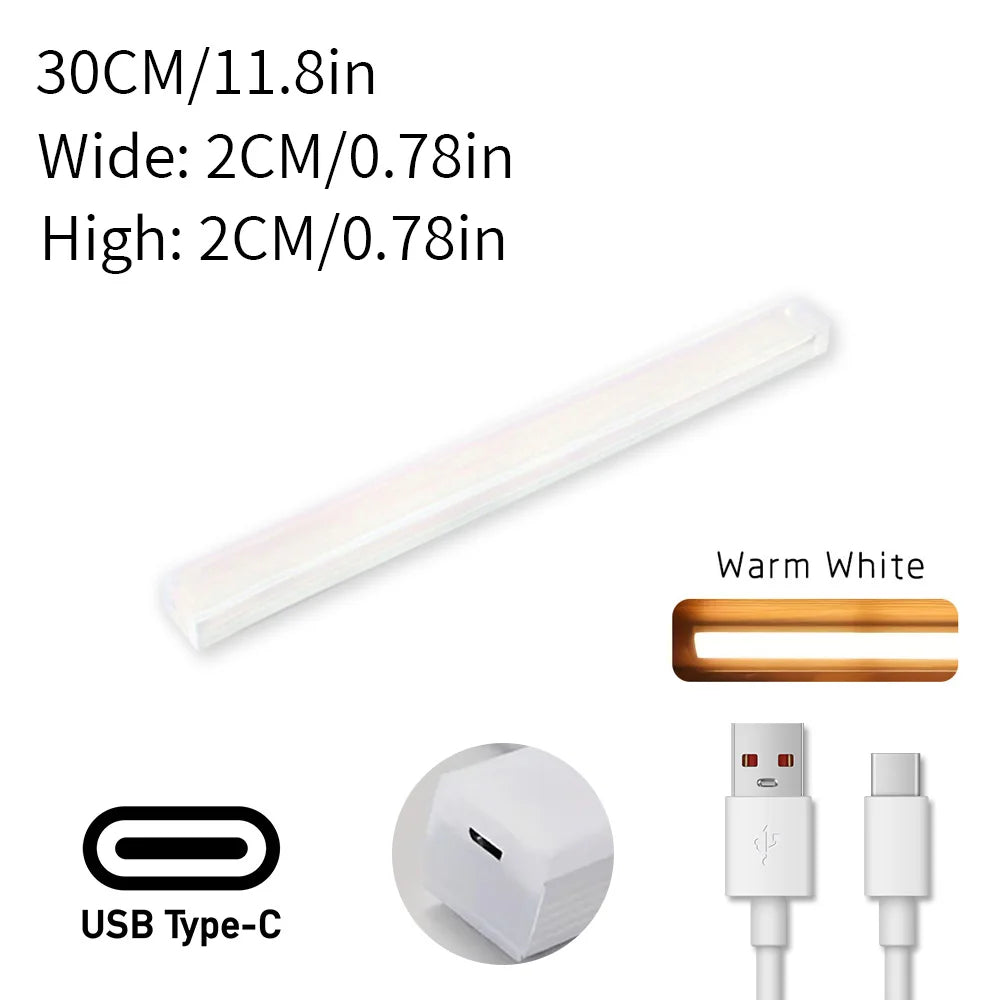 LED Motion Sensor Night Light – USB Rechargeable Under Cabinet Light for Kitchen, Bedroom & Wardrobe, Indoor Sensor Lighting