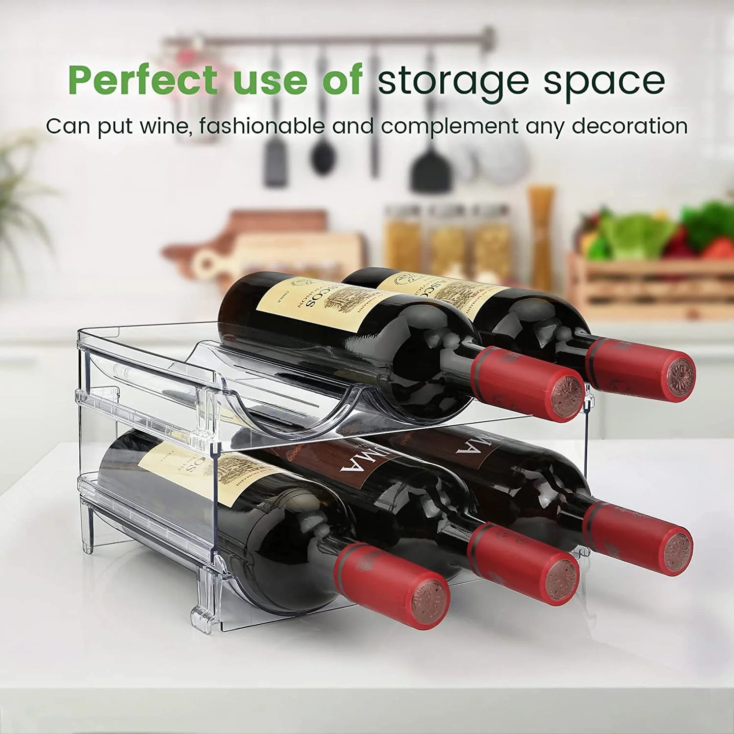 Stackable Water Bottle Organizer for Cabinet & Pantry – 2-Pack Storage Holder Rack for Reusable Bottles