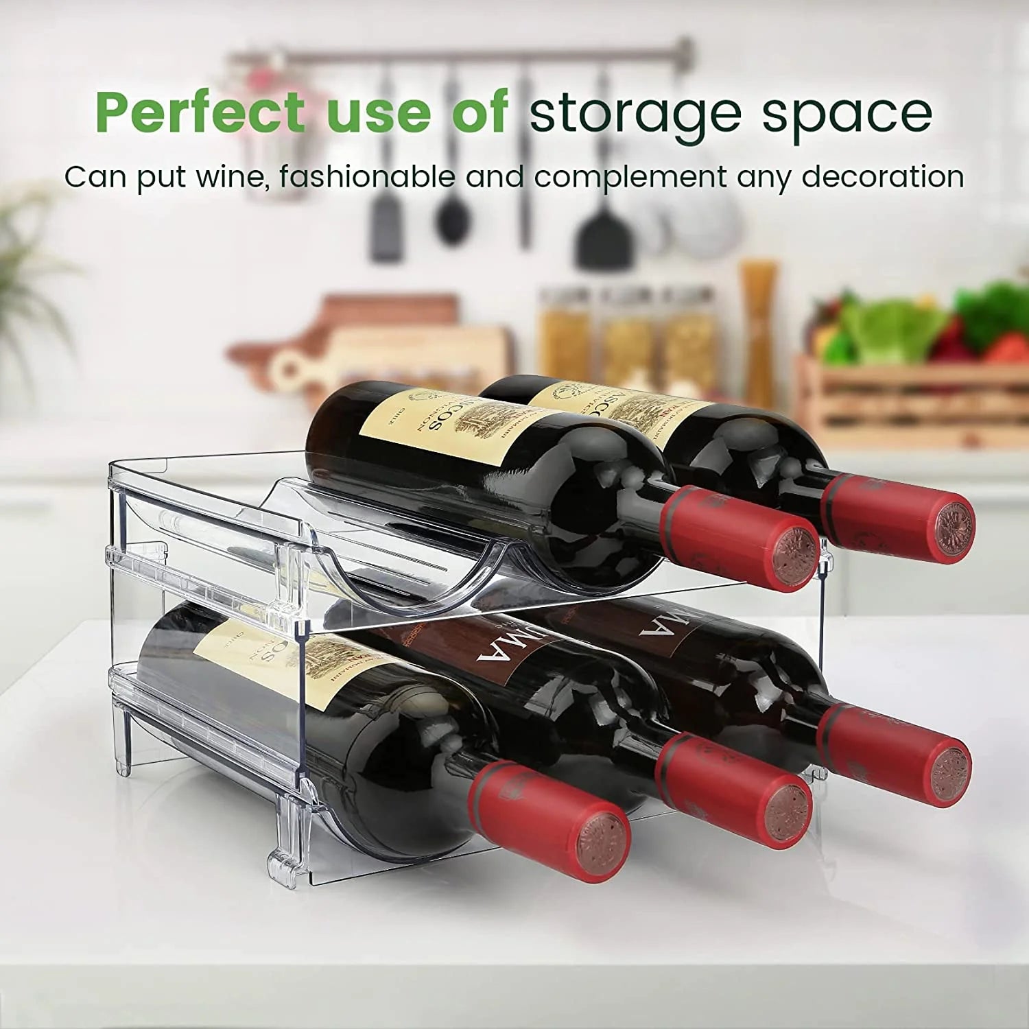 Stackable Water Bottle Organizer for Cabinet & Pantry – 2-Pack Storage Holder Rack for Reusable Bottles