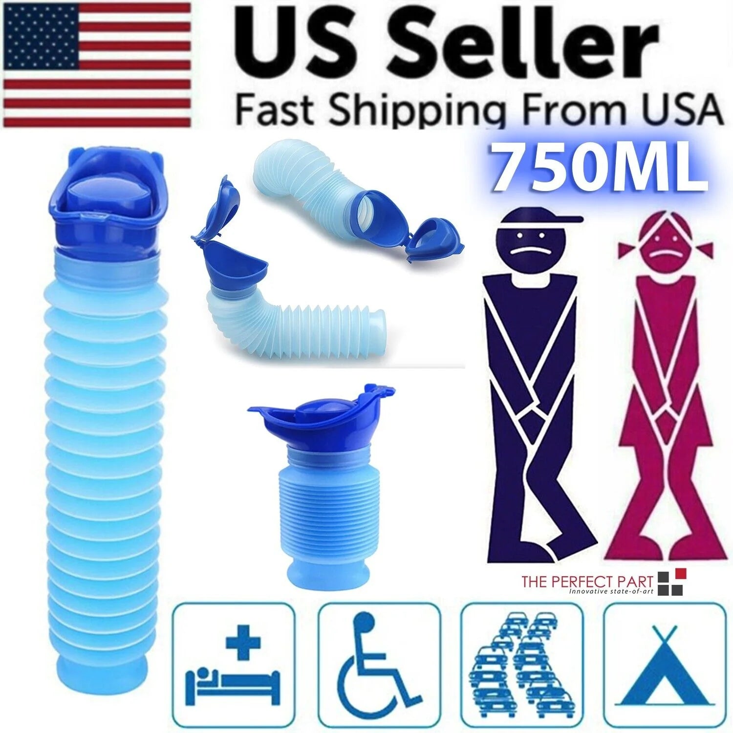 Portable Travel Urinal Bottle – Emergency Pee Kit for Men & Women (Car/Camping)