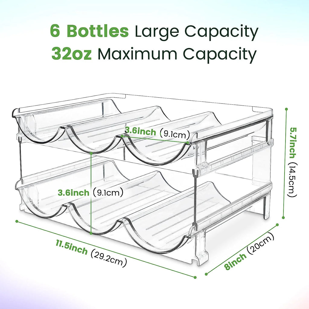 Stackable Water Bottle Organizer for Cabinet & Pantry – 2-Pack Storage Holder Rack for Reusable Bottles