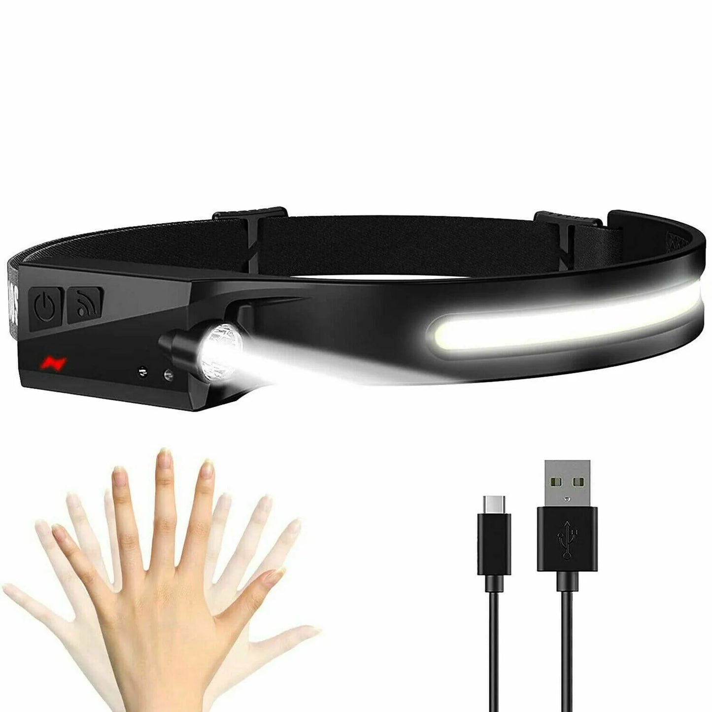 USB-Rechargeable COB LED Work Headlamp – Hands-Free Wide-Beam Safety Light