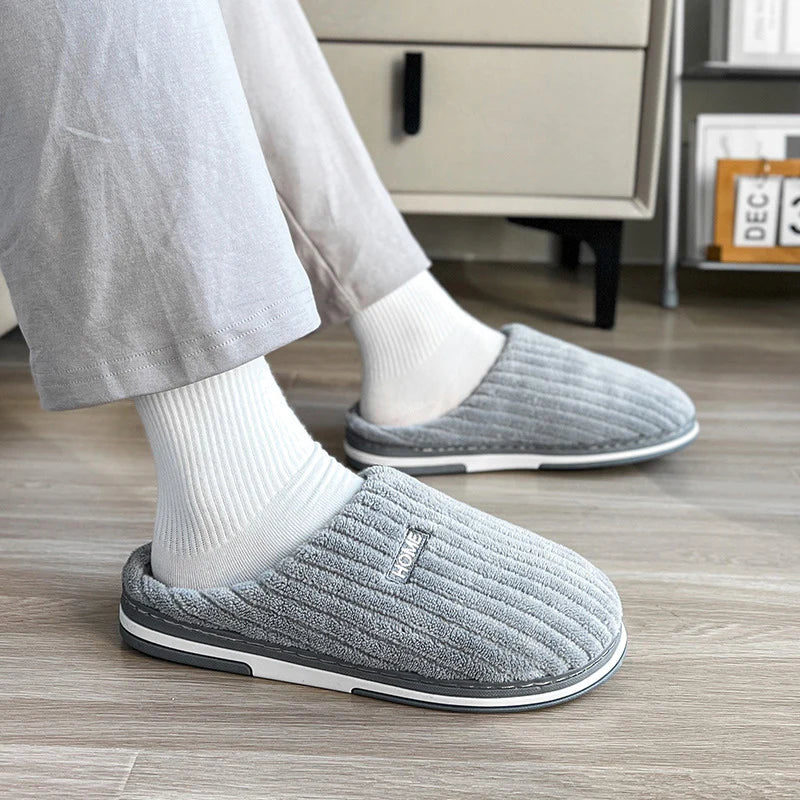 Warm Plush Cotton House Slippers – Non-Slip Winter Indoor Shoes (Unisex)
