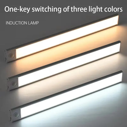 LED Motion Sensor Night Light – USB Rechargeable Under Cabinet Light for Kitchen, Bedroom & Wardrobe, Indoor Sensor Lighting