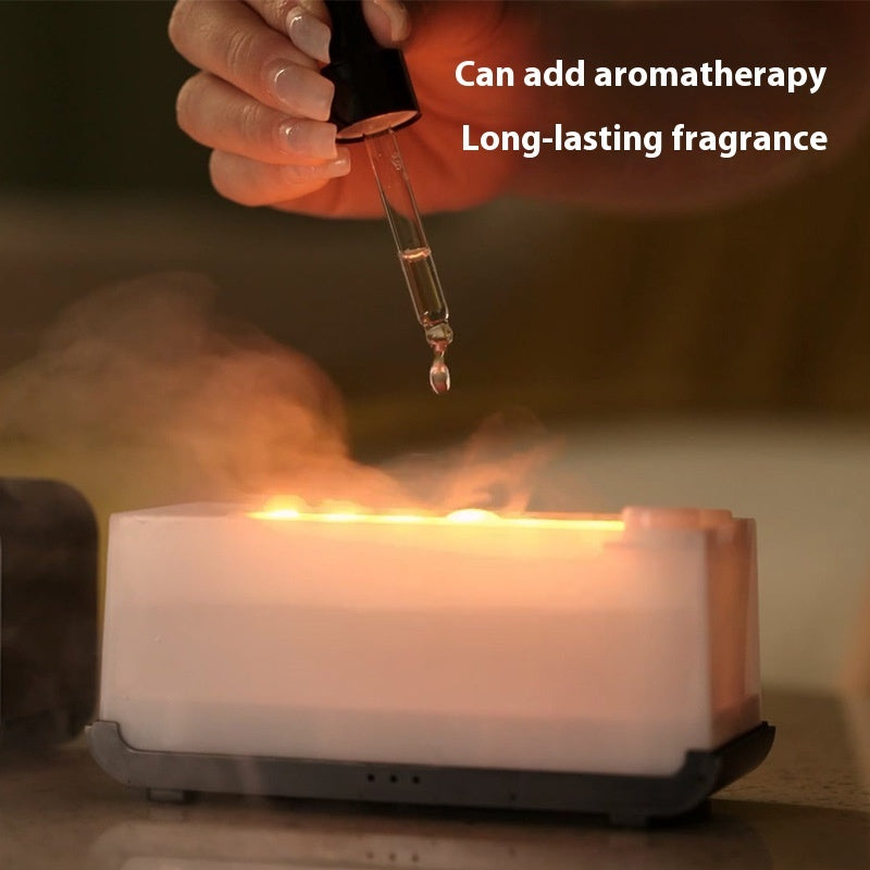 Flame Effect Aroma Diffuser – USB Powered Aromatherapy Humidifier & LED Fireplace Design