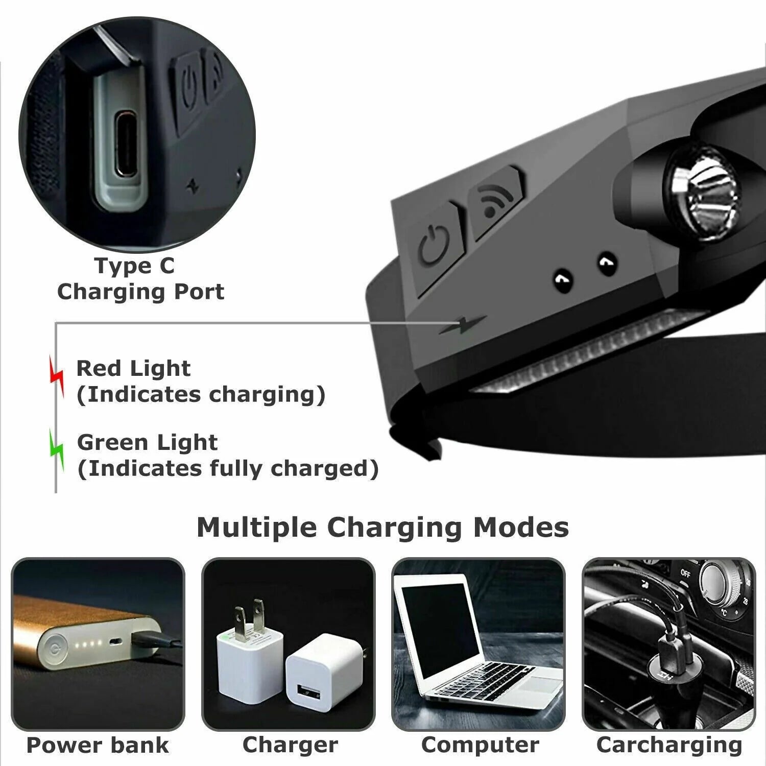 USB-Rechargeable COB LED Work Headlamp – Hands-Free Wide-Beam Safety Light