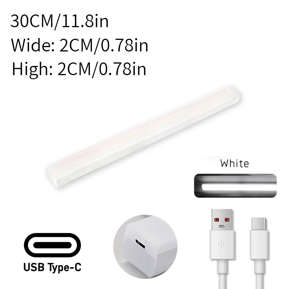 LED Motion Sensor Night Light – USB Rechargeable Under Cabinet Light for Kitchen, Bedroom & Wardrobe, Indoor Sensor Lighting
